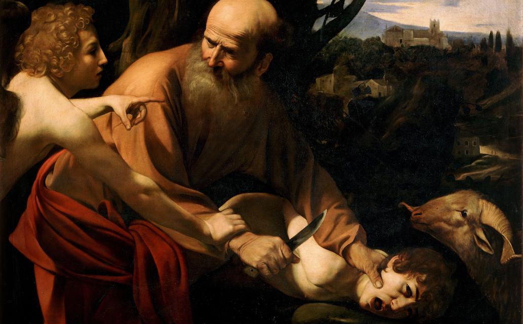 Abraham about to murder his son Isaac because God told him to.