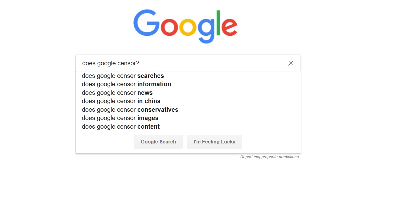 Google search results censorship