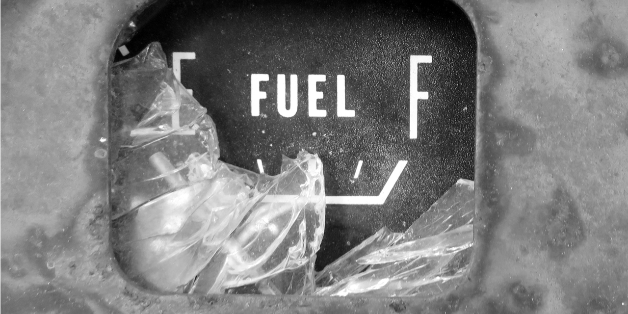 Broken old gas gauge on empty