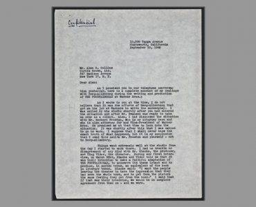 Front page of letter by Ayn Rand