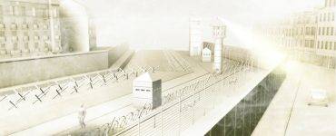 Berlin Wall death strip 3D rendering