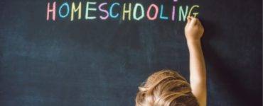Homeschooling on chalkboard