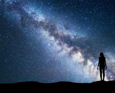 woman and Milky Way