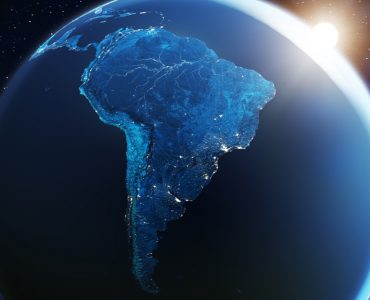 Latin America on globe