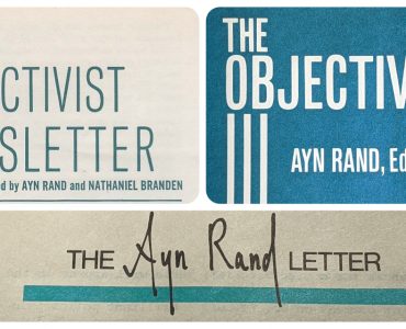 Ayn Rand's three periodical mastheads