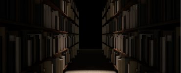 Dark library shelves